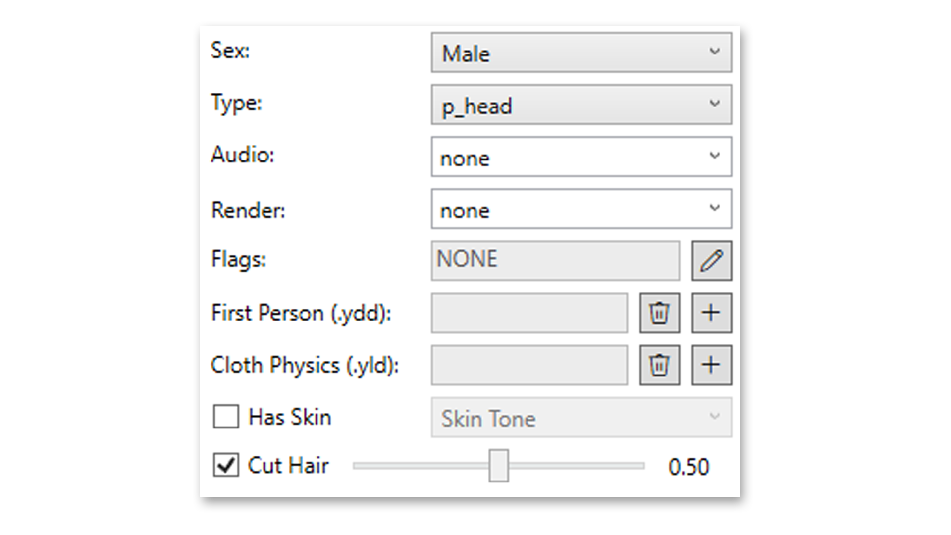 SCREENSHOT: technical property editor